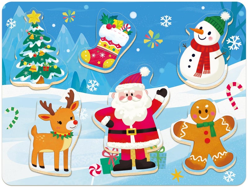 MoinKidz Christmas Puzzle for Kid Wooden Chunky Jigsaw Puzzles for Kids Ages 35 Christmas Toys Gifts Party Favors for Toddlers - Image 3