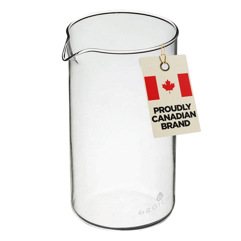 GROSCHE Borosilicate 3.3 Glass Universal Replacement Beaker for French Press Coffee and Tea Makers - Ideal Gift for Coffee Lovers and Tea Drinkers - Holiday Gift for Home Baristas - (34.oz - Medium) - Image 1