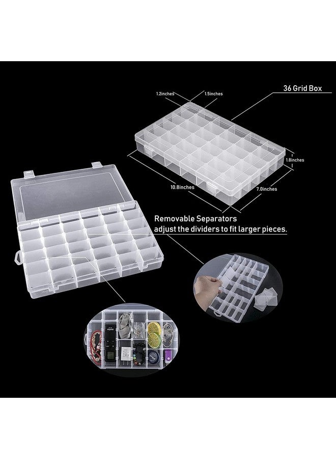 LEAWALL 36 Grid Cells Multipurpose Clear jewellery organisers box Transparent Plastic Storage organizer storage box with Removable Dividers Jewelry Box Organizer Storage Box - Image 2