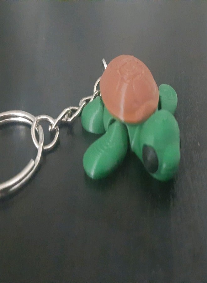 Beoals Flexible Turtle Keychain Toy, Brown Shell with Multi color Body, Pack of 1 - Image 1