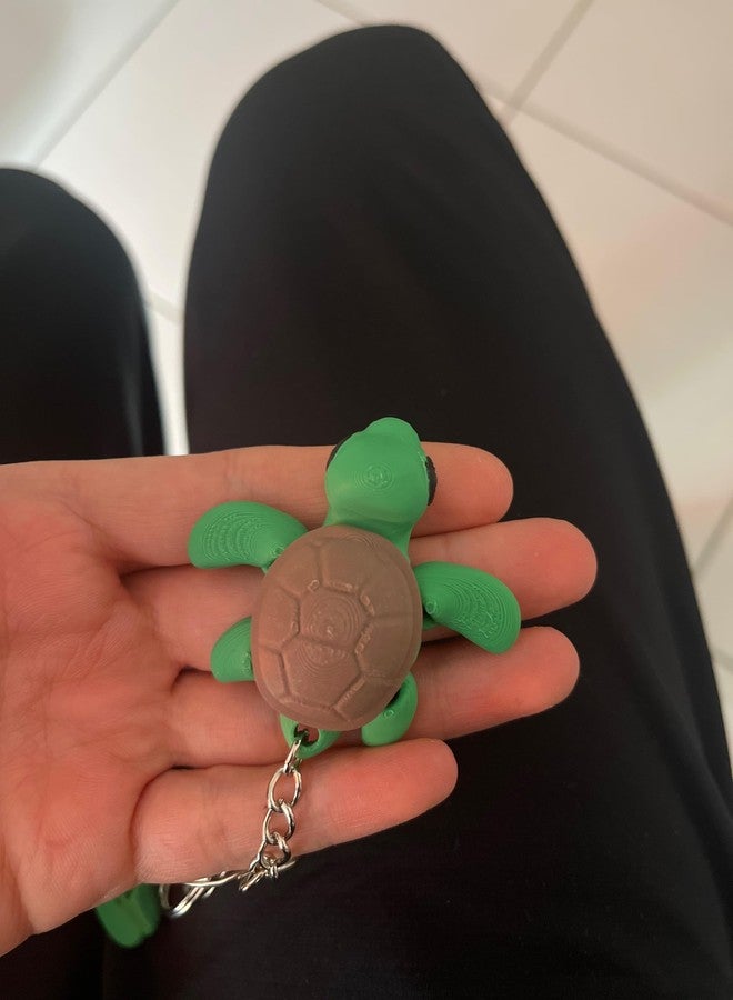 Beoals Flexible Turtle Keychain Toy, Brown Shell with Multi color Body, Pack of 1 - Image 2