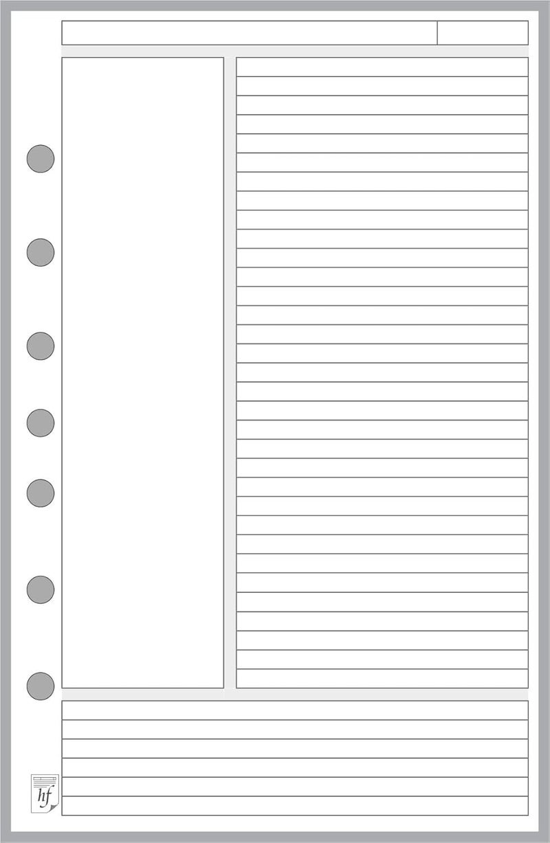 Handy Forms Classic Size Notes Insert Designed for The Cornell Notetaking System, Sized and Punched with 7 Holes for 7-Ring Notebooks Such as Franklin, etc. (5.5" x 8.5") - Image 1