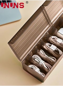 UNUNS Data Cable Organizer,2-Piece Charge Cable Management,Storage Box With Velcro And Sticky Notes,USB Cord Sorter With 7 Compartments,Electronic Accessories Organizer  - Image 3