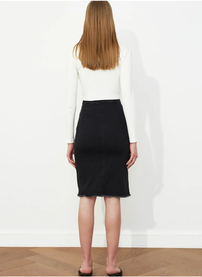 trendyol Zip Through Denim Skirt