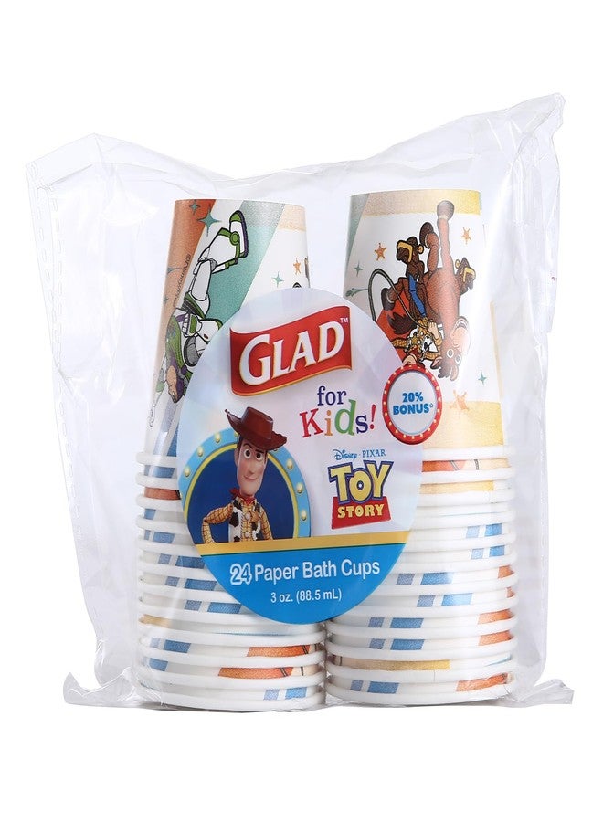 Glad for Kids Disney Pixar Toy Story Disposable Mini Paper Cups - Colorful Heavy Duty, Soak Proof, Bathroom Mouse Rinse Cups for Kids, 3 Ounce, 24 Count - Image 1