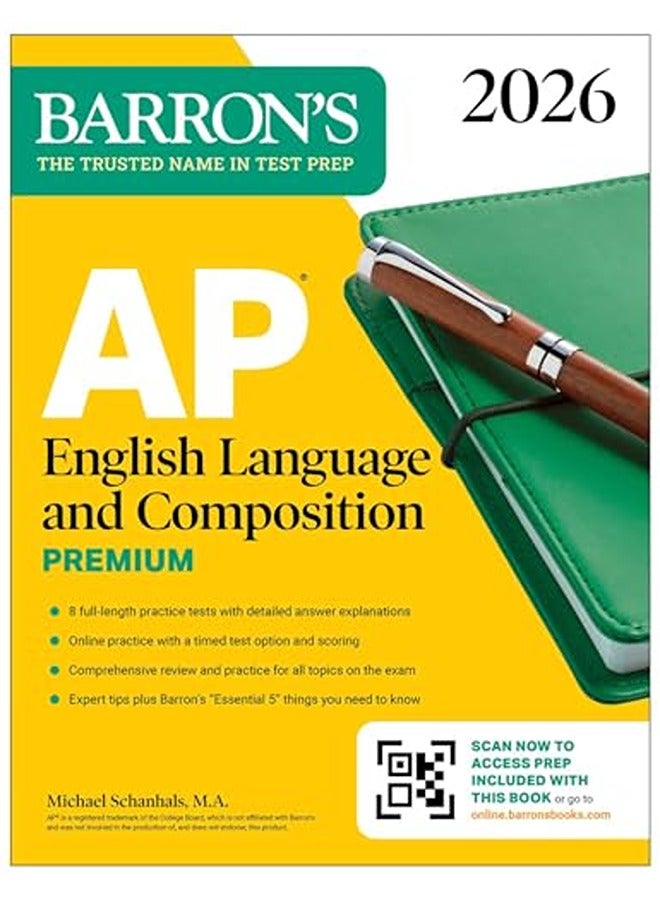 AP اللغة الإنجليزية والتكوين المتميز، 2026: كتاب التحضير مع 8 اختبارات تدريبية + تدريب عبر الإنترنت