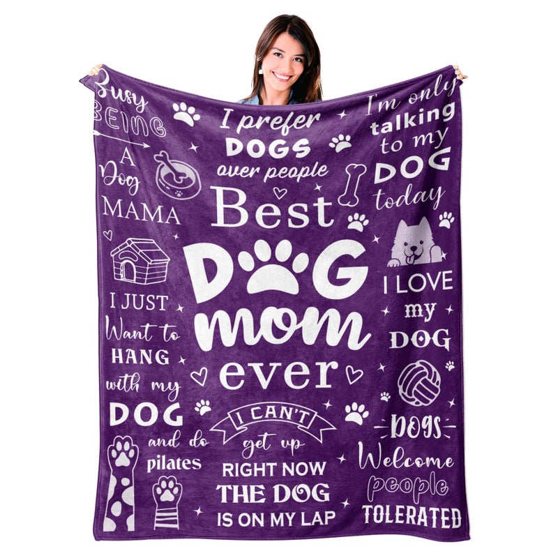 Mosslink Dog Mom Blanket 60x50 Christmas Birthday Gifts for Dog MomsLover Mothers Day Dog Gifts for Dog Lovers