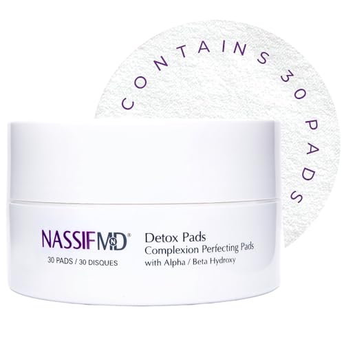 NassifMD Exfoliating Detox Pads | Surgeon-Created AHA/BHA Facial Pads for Deep Cleansing, Smoother Texture & Glowing Skin | Reduces Pores, Firms, Brightens - Image 1