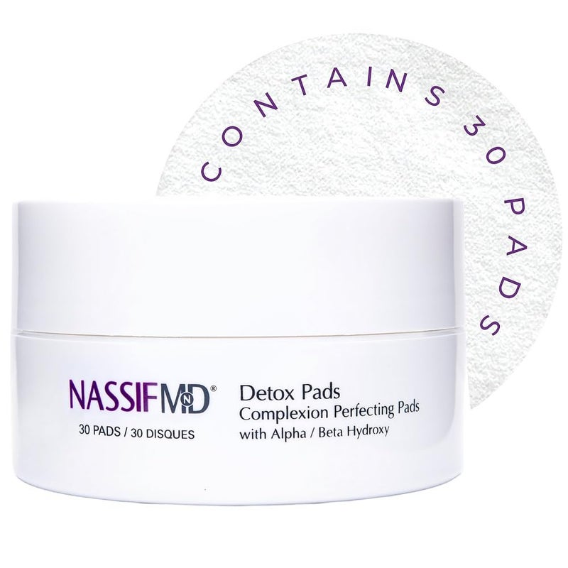 NassifMD Exfoliating Detox Pads | Surgeon-Created AHA/BHA Facial Pads for Deep Cleansing, Smoother Texture & Glowing Skin | Reduces Pores, Firms, Brightens - Image 2