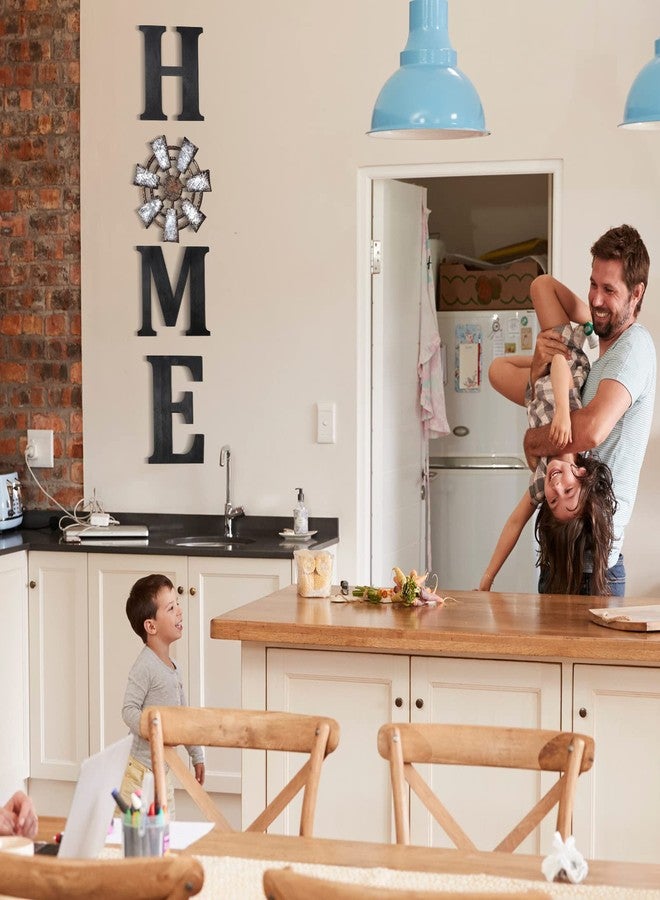 Qunclay 4 Pcs Windmill Wall Decor Wooden Home Letters Decoration Rustic Farmhouse Home Hanging Wood Sign Farmhouse Wall Decor for Living Room Kitchen Bedroom Porch(Black) - Image 3