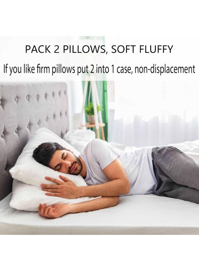 Bed Pillows Standard Size Set of 2 Pack for Sleeping 20"x26", Soft Fluffy Hypoallergenic Skin Friendly Down Alternative Filling Machine Washable - Image 5