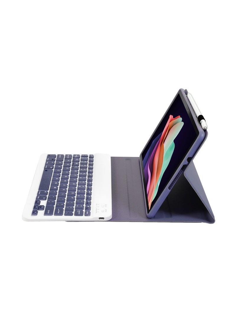 يوارب كينج Stand Folio القابل للإزالة لوحة المفاتيح اللاسلكية بلوتوث غطاء TPU ناعم صندوق خلفي مع حقيبة قلم وسادة الشرف X8a / وسادة الشرف X8b الأرجواني - Image 3