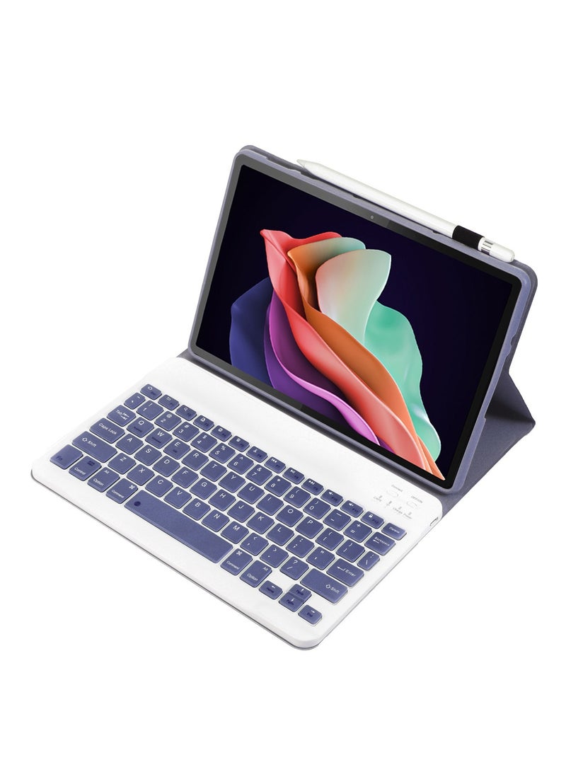 يوارب كينج Stand Folio القابل للإزالة لوحة المفاتيح اللاسلكية بلوتوث غطاء TPU ناعم صندوق خلفي مع حقيبة قلم وسادة الشرف X8a / وسادة الشرف X8b الأرجواني - Image 2