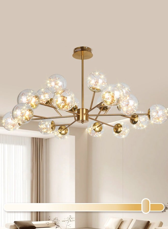 YATAI LIGHTING 18-Light Gold Sputnik Chandelier, Modern LED Sputnik Pendant Chandelier, Modern Spherical Glass Pendant Light Fixture for Living Room Bedroom Hallway,108W  - Image 1