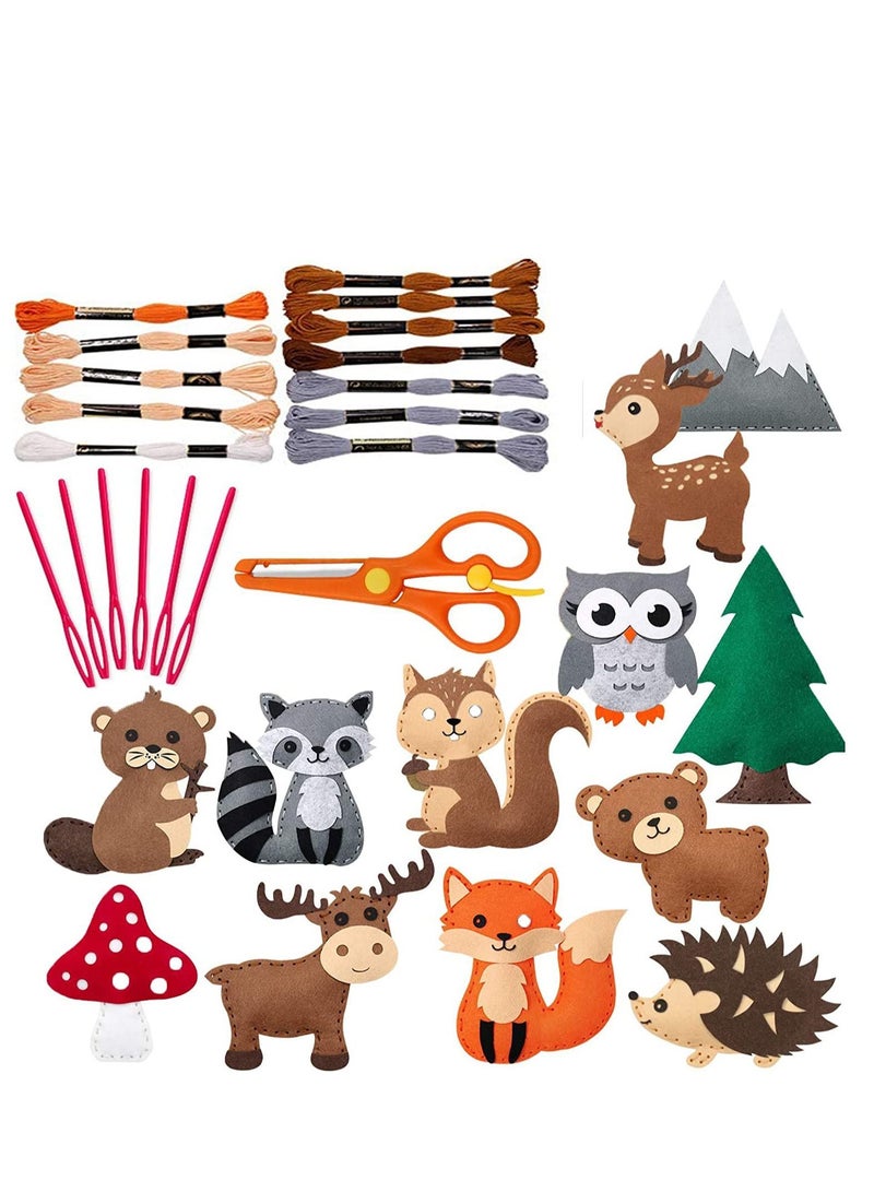 Y&D Workshop Sewing Kit for Kids, Woodland Animals Kids Kit, Make Your Own Stuffed Animal Felt Stitch Art and Craft Toys Boys Girls DIY Crafting - Image 1