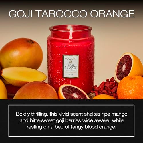 Voluspa Goji Tarocco Orange, Large Candle Jar, 18 oz, 100 Hour Burn Time, All Natural Wicks and Coconut Wax for Clean Burning, Vegan, Poured in the USA - Image 2