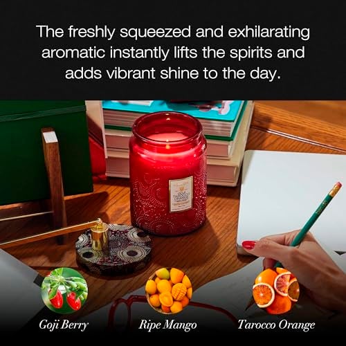 Voluspa Goji Tarocco Orange, Large Candle Jar, 18 oz, 100 Hour Burn Time, All Natural Wicks and Coconut Wax for Clean Burning, Vegan, Poured in the USA - Image 3