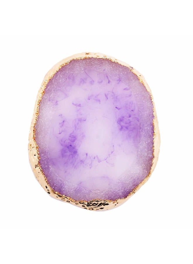 JASSINS Resin Nail Art Palette,Nail Art Painting Mixed Color Palette Gold Edge Nail Gel Color Makeup Display Board (Purple) - Image 1