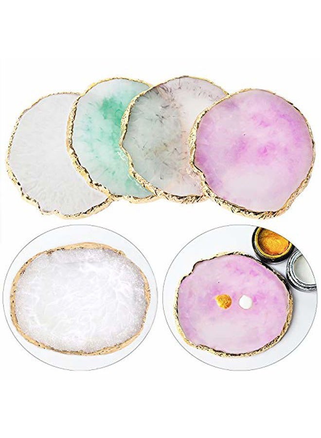 JASSINS Resin Nail Art Palette,Nail Art Painting Mixed Color Palette Gold Edge Nail Gel Color Makeup Display Board (Purple) - Image 5