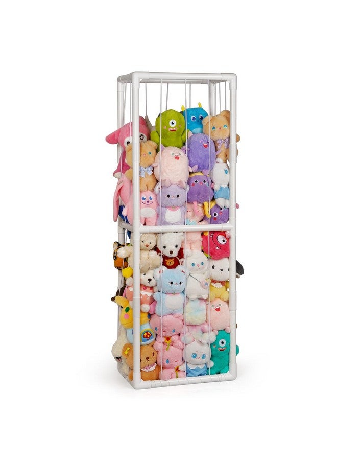 Trycooling Stuffed Animal Storage Zoo Stuffed Animal Holder Space Save Vertical Stuffed Animals Storage PVC with Elastic Band and Net for Playroom Bedroom Nursery (White 1) - Image 1