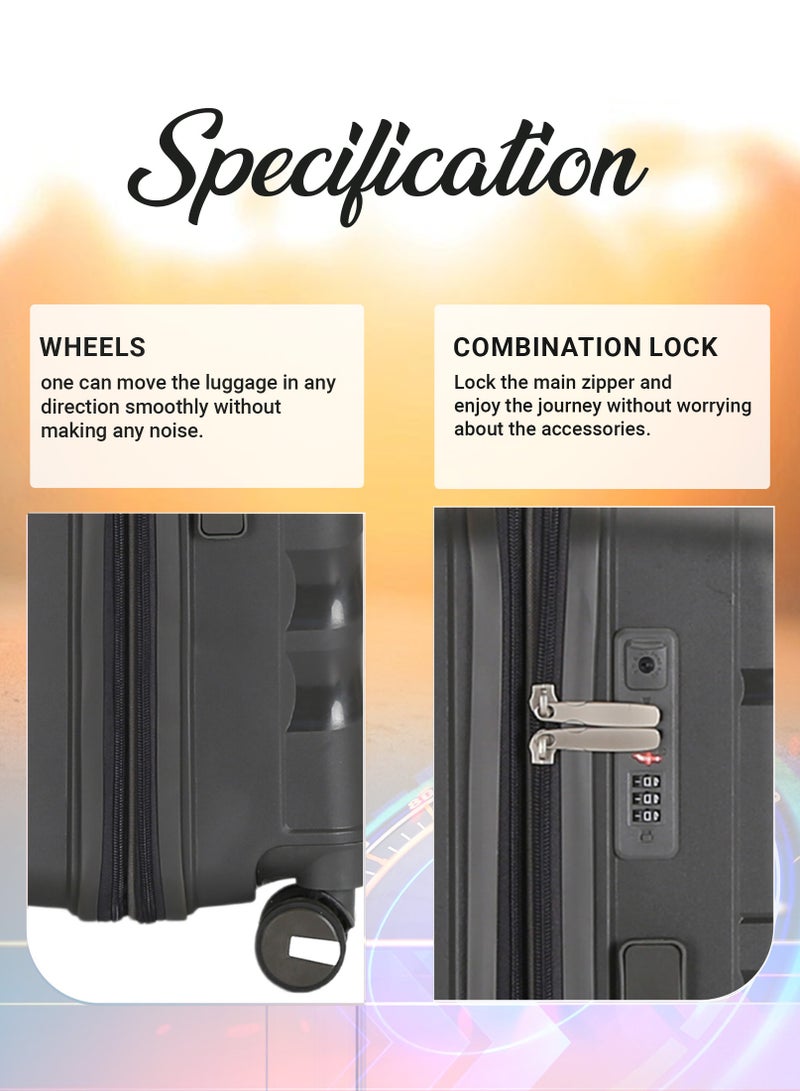 فيبتور مجموعة حقائب سفر بعجلات دوارة 360 درجة من مادة البولي بروبيلين الناعمة مع قفل TSA مقاس 20/24/28 بوصة - Image 4