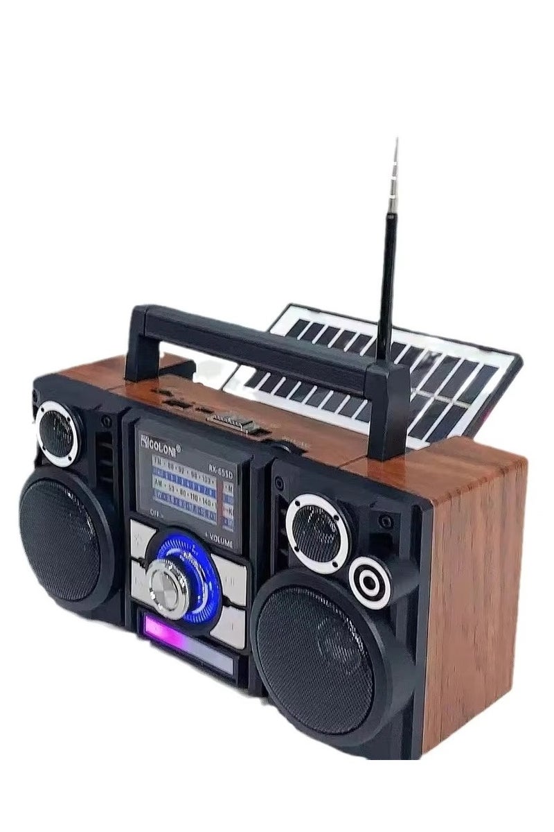 جولون راديو ومكبر صوت لاسلكي يعمل بالطاقة الشمسية مزود بتقنية البلوتوث وصوت ستيريو وبطارية قابلة لإعادة الشحن وراديو FM وبطاقة TF ومدخل USB - Image 3