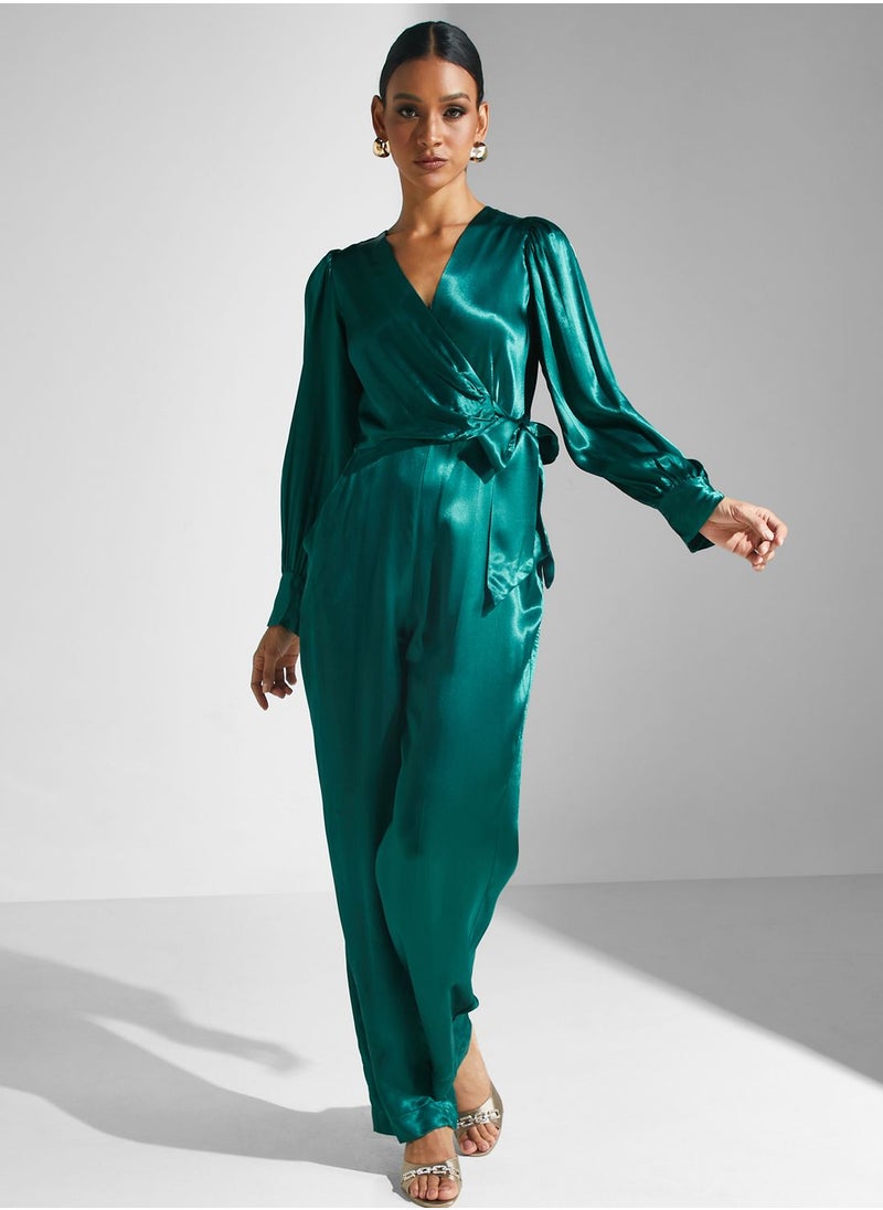 Closet London - High Waist Wrap Jumpsuit - Image 1
