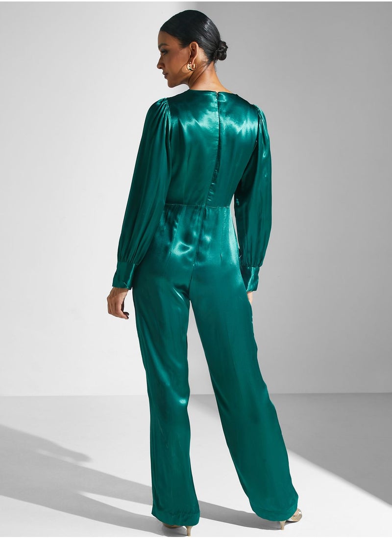 Closet London - High Waist Wrap Jumpsuit - Image 1