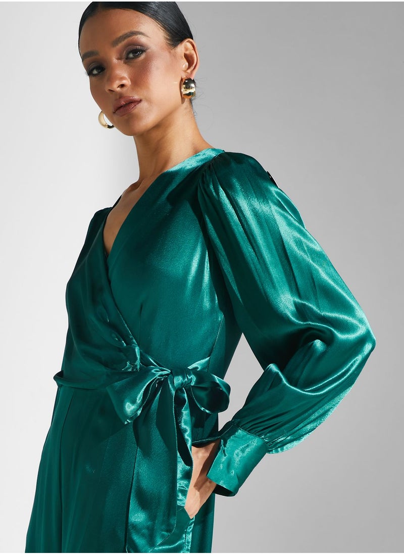 Closet London - High Waist Wrap Jumpsuit - Image 1