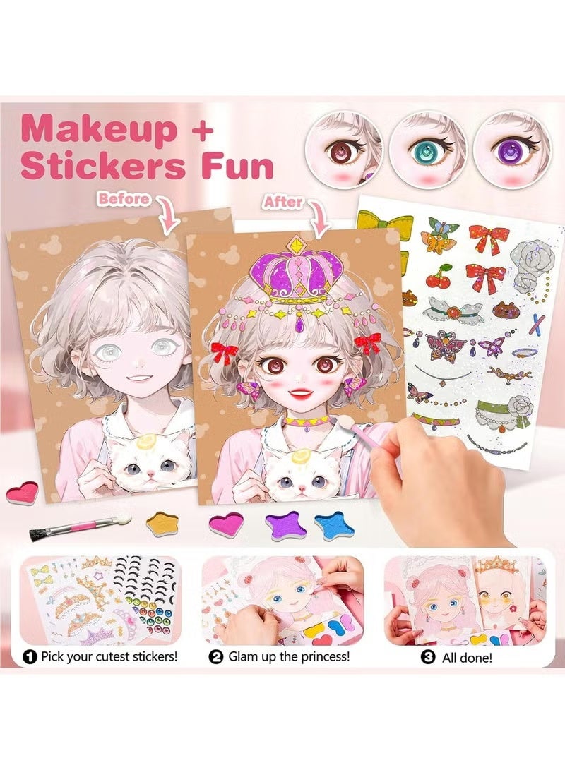 ColaBear Paper Makeup DIY Girls Toy Kit, Paper Craft Kits, Art Craft Activity with Diamond Painting and Princess Dress Up Set, Ideal Birthday Party Gift for Girls Ages 4 5 6 7 8 9+ Year Old - Image 2