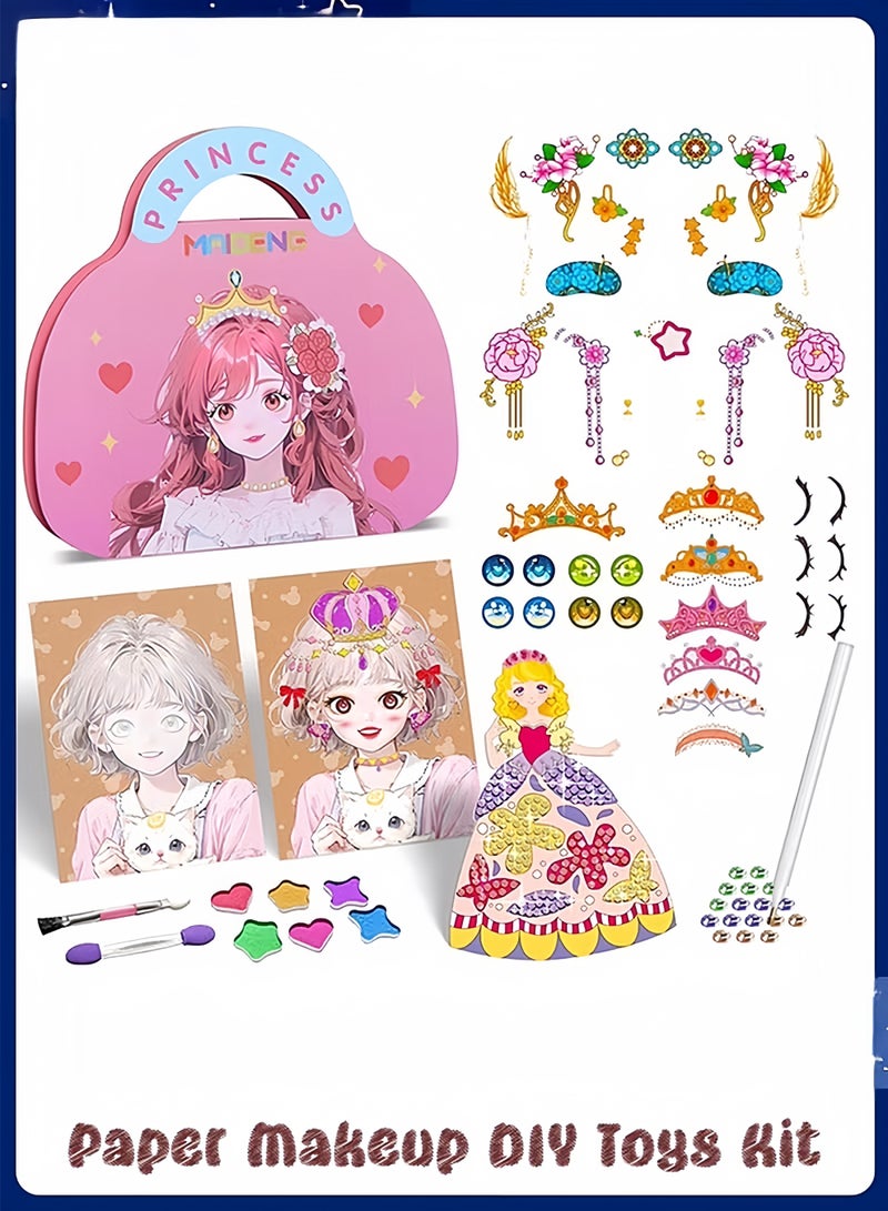 ColaBear Paper Makeup DIY Girls Toy Kit, Paper Craft Kits, Art Craft Activity with Diamond Painting and Princess Dress Up Set, Ideal Birthday Party Gift for Girls Ages 4 5 6 7 8 9+ Year Old - Image 1