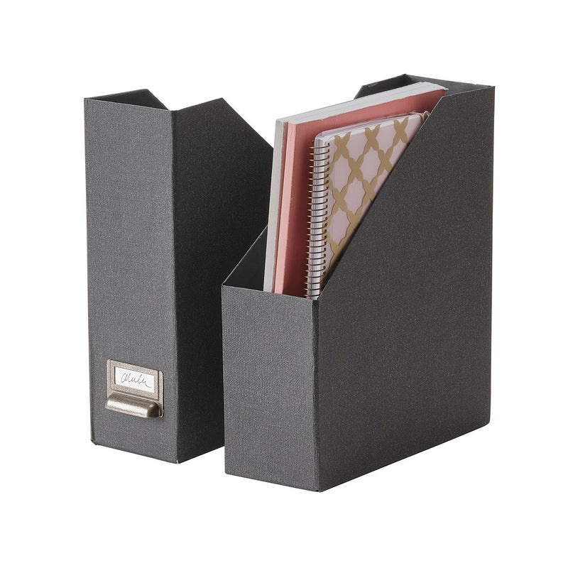Baitique Magazine File, Recycled Paperboard, Dark Grey, 2 Pack - Image 2