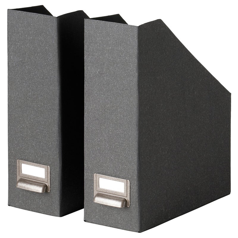 Baitique Magazine File, Recycled Paperboard, Dark Grey, 2 Pack - Image 1