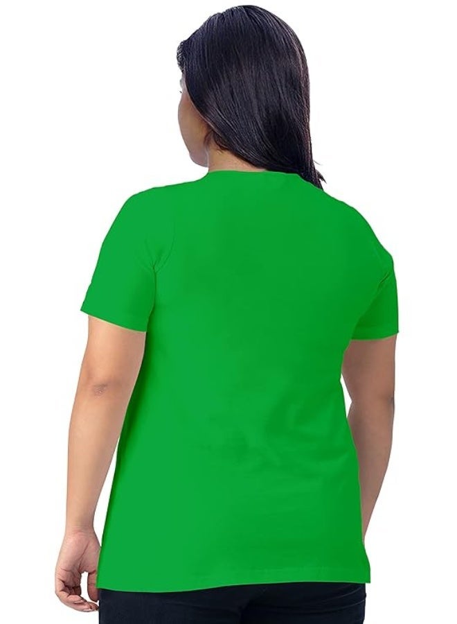 OPLU Store Women's Plus Size  Cotton Graphic Printed  Pootlu T-Shirt,Green ,XXXL - Image 2