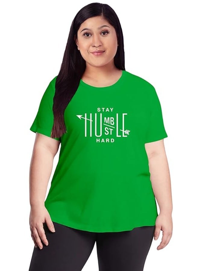 OPLU Store Women's Plus Size  Cotton Graphic Printed  Pootlu T-Shirt,Green ,XXXL - Image 1