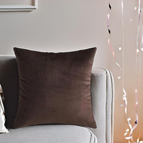 Andreannie Set of 4 Velvet Super Soft Comfortable Solid Decorative Throw Pillow Cover Cushion Case for Sofa Living Room 18 inches,20 inches Square(Brown, 18 x 18-Inch) ¡ - Image 3