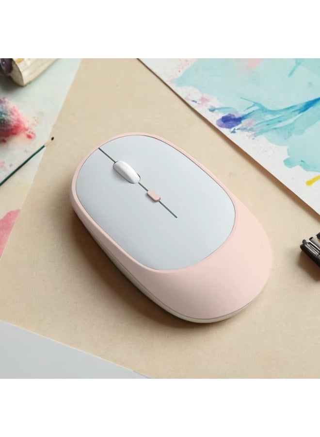 T I G O Wireless Mouse Rechargeable, Dual Mode 2.4G + Bluetooth 5.2, Silent Click Ergonomic Mouse with Type-C Charging, 1600 DPI USB Optical Mouse for Laptop, Desktop, Tablet, MacBook, PC Pink - Image 2