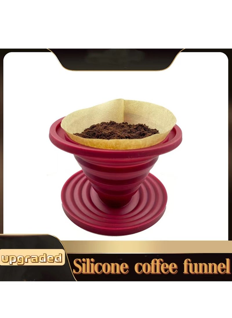 Generic 1 Piece Coffee Filter - Foldable, Reusable Silicone Coffee Filter Cone - Manual Coffee Maker - Brews One to Two Cups of Espresso - Great for Outdoor, Home Occasions (Red)  - Image 1