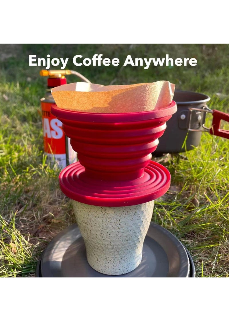 Generic 1 Piece Coffee Filter - Foldable, Reusable Silicone Coffee Filter Cone - Manual Coffee Maker - Brews One to Two Cups of Espresso - Great for Outdoor, Home Occasions (Red)  - Image 2