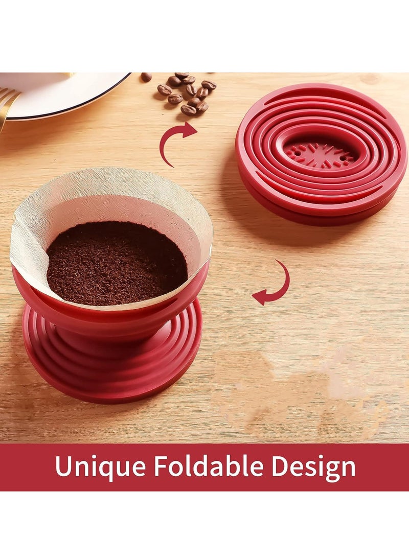 Generic 1 Piece Coffee Filter - Foldable, Reusable Silicone Coffee Filter Cone - Manual Coffee Maker - Brews One to Two Cups of Espresso - Great for Outdoor, Home Occasions (Red)  - Image 3
