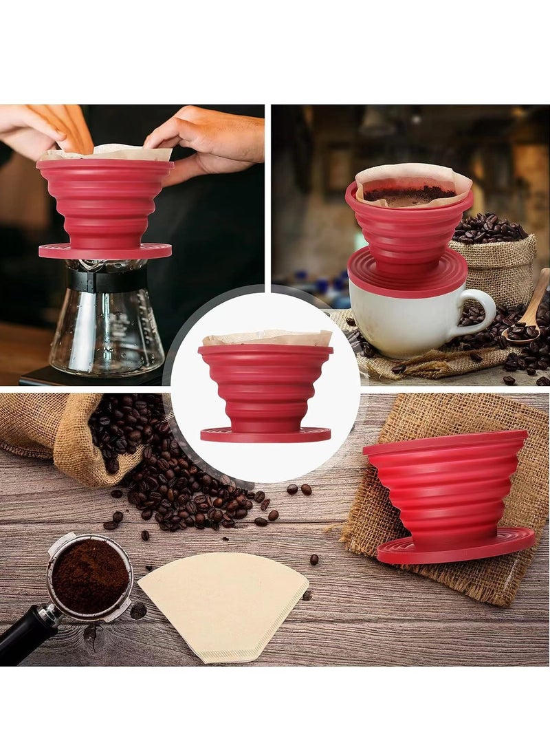 Generic 1 Piece Coffee Filter - Foldable, Reusable Silicone Coffee Filter Cone - Manual Coffee Maker - Brews One to Two Cups of Espresso - Great for Outdoor, Home Occasions (Red)  - Image 4