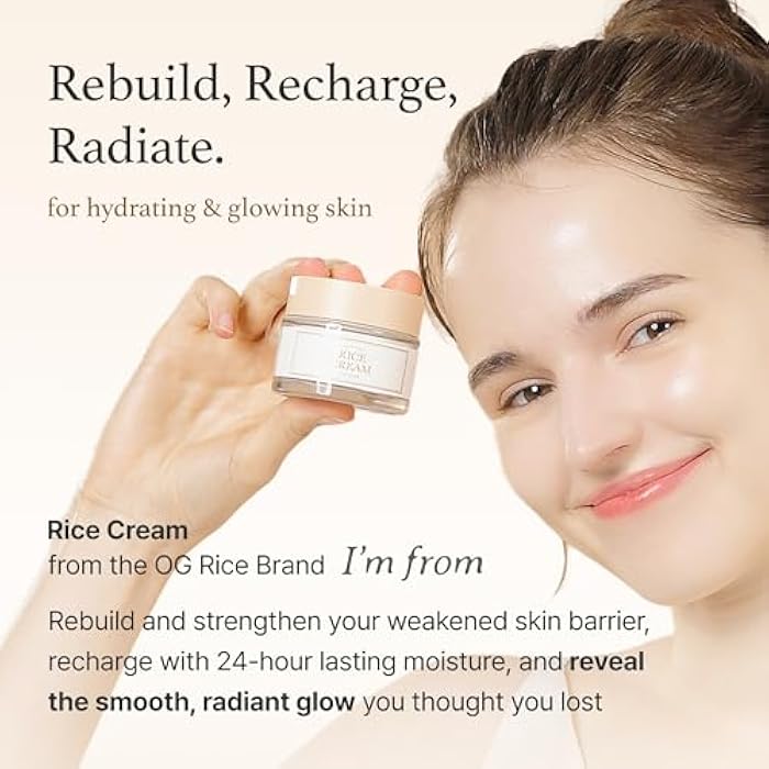 I'm from Rice Cream 1.76 Ounce, Rice Bran Essence with Ceramide, Glowing Look, Improves Moisture Skin Barrier, Deep Nourishment, Smooths and Evens Skin Tone, K-Beauty - Image 5