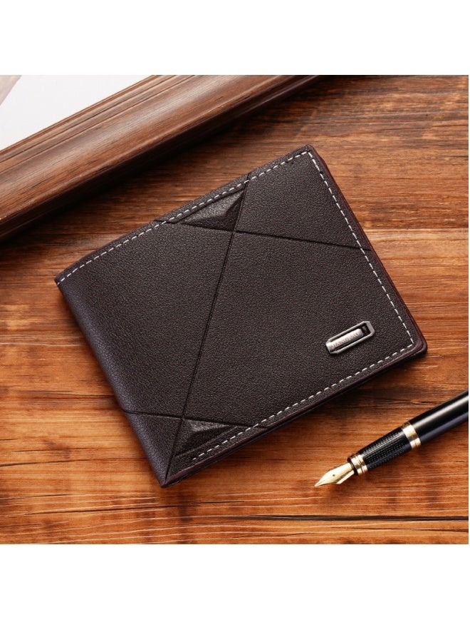 Fashionable Men's Short Wallet, Multifunctional, Lightweight and Compact, Wear - resistant Coin Purse, Coffee - Image 1