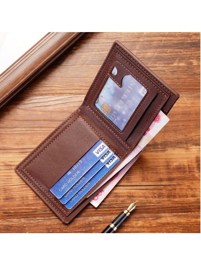 Fashionable Men's Short Wallet, Multifunctional, Lightweight and Compact, Wear - resistant Coin Purse, Coffee - Image 3