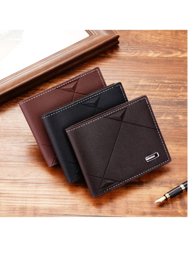 Fashionable Men's Short Wallet, Multifunctional, Lightweight and Compact, Wear - resistant Coin Purse, Coffee - Image 2