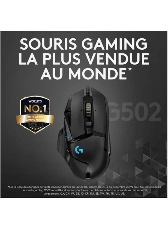 Logics Logitech G502 HERO High Performance Wired Gaming Mouse, HERO 25K Sensor, 25,600 DPI, RGB, Adjustable Weights, 11 Programmable Buttons, On-Board Memory, PC / Mac - Black - Image 2