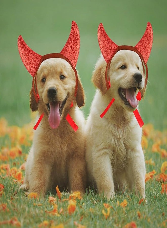 Yreamont Pet Halloween Hair Accessories for Dogs Cats Devil Horn Headband for Halloween Costumes for Cats Dogs Halloween Cosplay Accessories for Kitten Puppy Christmas Hair Accessories Pets Horns Headband - Image 5