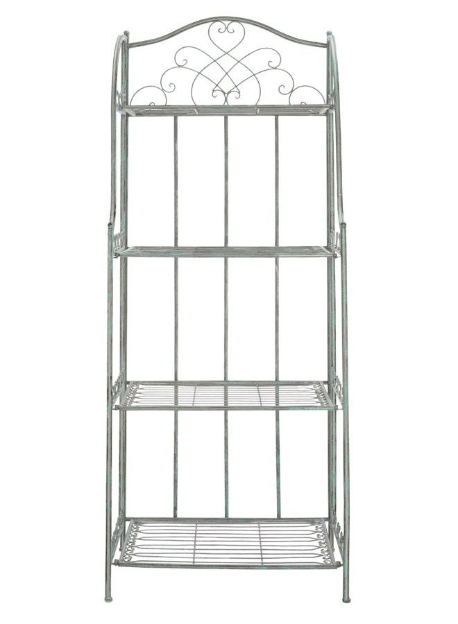 Safavieh SAFAVIEH Outdoor Collection Amaris Victorian Antique Dark Green Wrought Iron 4-Tier Baker's Rack  - Image 2
