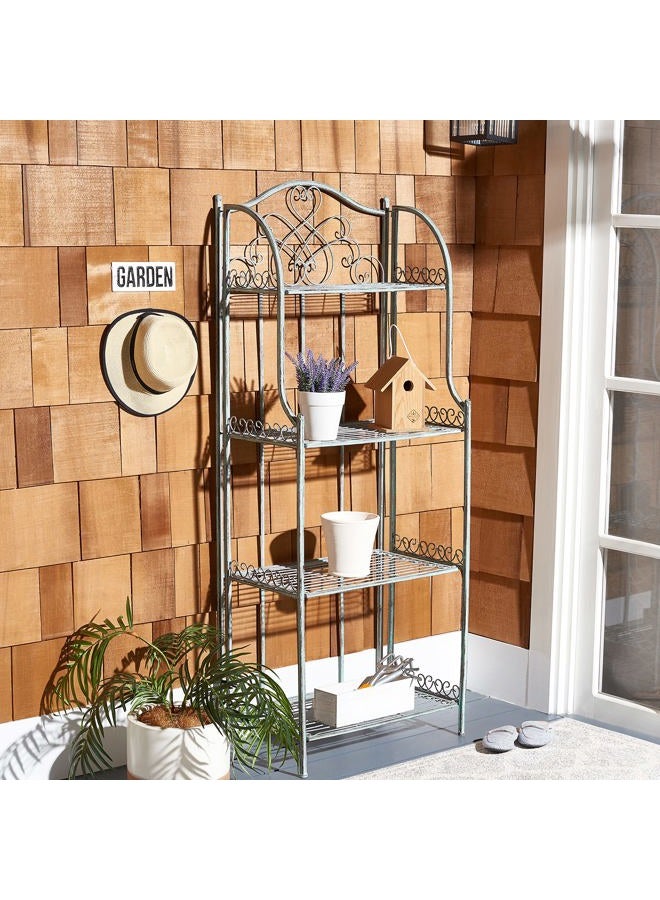 Safavieh SAFAVIEH Outdoor Collection Amaris Victorian Antique Dark Green Wrought Iron 4-Tier Baker's Rack  - Image 1