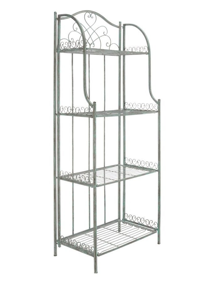 Safavieh SAFAVIEH Outdoor Collection Amaris Victorian Antique Dark Green Wrought Iron 4-Tier Baker's Rack  - Image 5